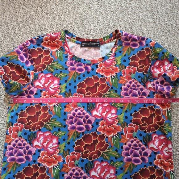 Peruvian Connection Kaffe Fassett Chelsea Floral Polka Dot Multicolor Top Size S - Picture 5 of 7